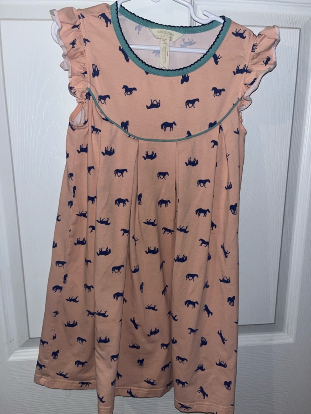 Matilda Jane Peach Dress with Navy Horse Print